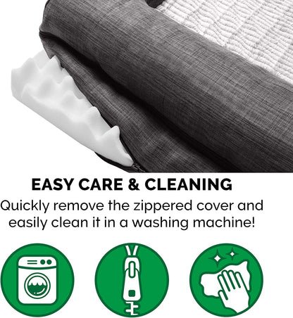 Pet Bed for Dogs and Cats - Luxe Fur and Performance Linen Sofa-Style Egg Crate Orthopedic Dog Bed, Removable Machine Washable Cover - Charcoal, Medium