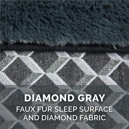Replacement Pet Bed Cover - Plush Fur and Décor Comfy Couch Washable Dog Bed Cover, Diamond Gray, Jumbo (X-Large)